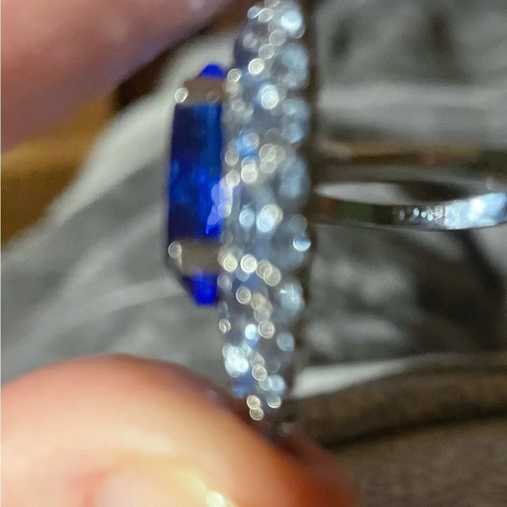 ***SHOW STOPPER NATURAL SAPPHIRE & AQUA MARINE HUGE COCKTAIL RING(SIZE 7)*** - Picture 8 of 9